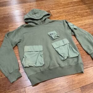 Stussy Green Tactical Pocket Cargo Fleece Hoodie - Size L